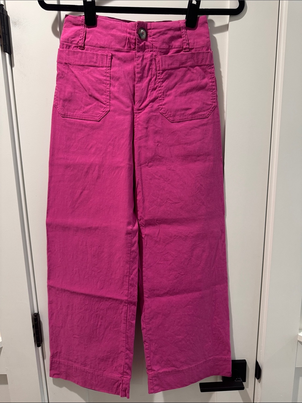 Maeve Bright Pink Cropped Wide-Leg Pants